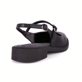 Sapatilha Feminina Slingback Bico Redondo Confortável e Antiderrapante Preto Fosco