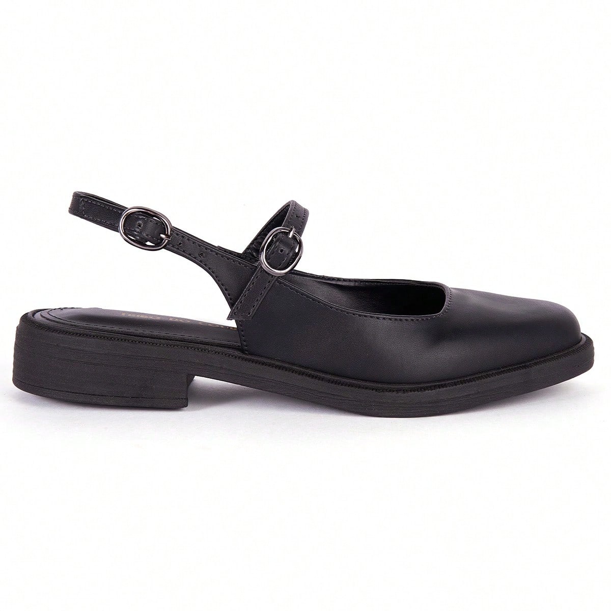 Sapatilha Feminina Slingback Bico Redondo Confortável e Antiderrapante Preto Fosco