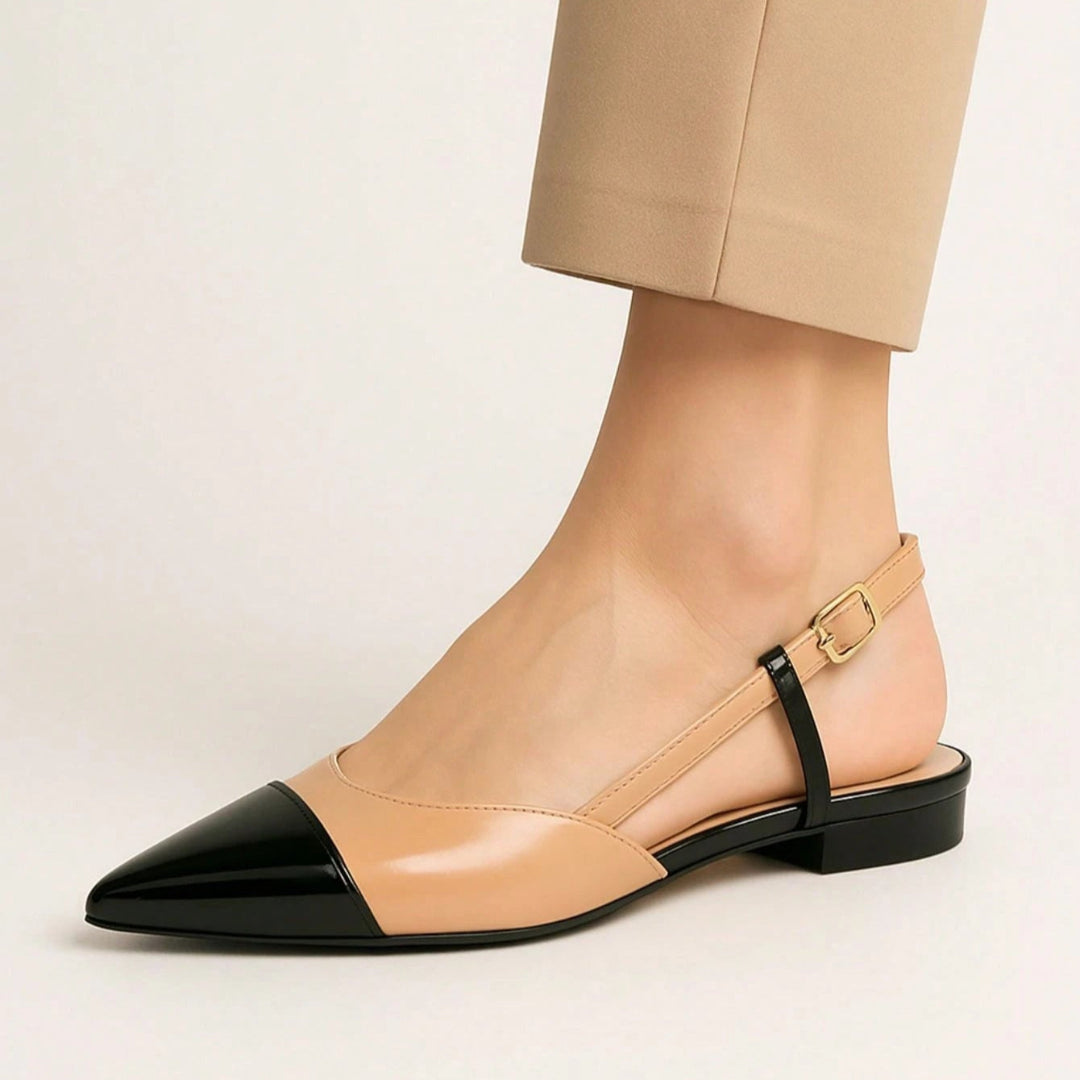 Sapatilha Feminina Slingback Bicolor  Anatômica – Estilo Clássico com Máximo Conforto 