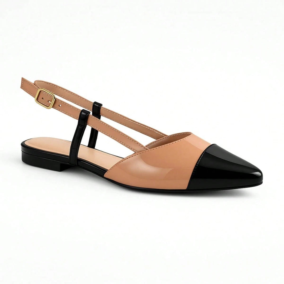 Sapatilha Feminina Slingback Bicolor  Anatômica – Estilo Clássico com Máximo Conforto 