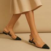 Sapatilha Feminina Slingback Bicolor  Anatômica Bege