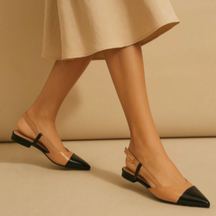 Sapatilha Feminina Slingback Bicolor  Anatômica Bege