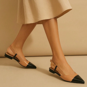 Sapatilha Feminina Slingback Bicolor  Anatômica Bege