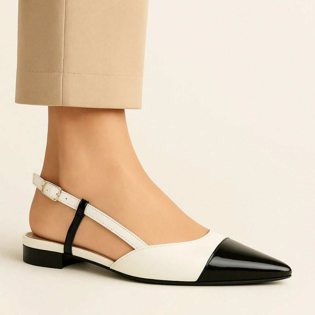 Sapatilha Feminina Slingback Bicolor  Anatômica Branca