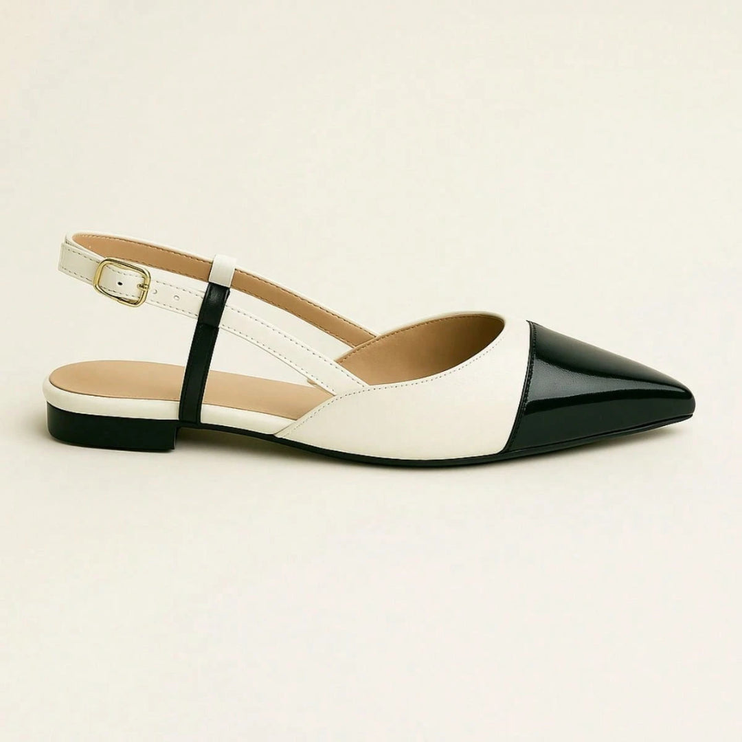 Sapatilha Feminina Slingback Bicolor  Anatômica Branca