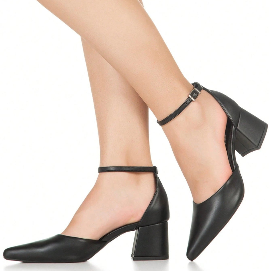 Scarpin Feminino Bico Fino Salto Grosso Salomé Clásico