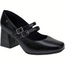 Scarpin Feminino Boneca Bico Quadrado Salto Bloco Croco