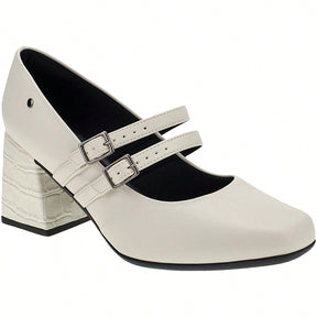 Scarpin Feminino Boneca Bico Quadrado Salto Bloco Croco