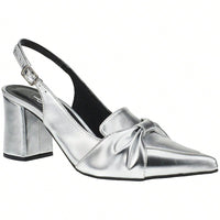 Scarpin Feminino Slingback Bico Fino Salto Quadrado Loafer