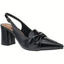 Scarpin Feminino Slingback Bico Fino Salto Quadrado Loafer