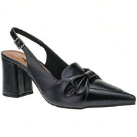 Scarpin Feminino Slingback Bico Fino Salto Quadrado Loafer