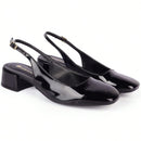 Scarpin Feminino Slingback Bico Quadrado e Salto Bloco Baixo Preto