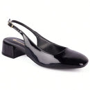 Scarpin Feminino Slingback Bico Quadrado e Salto Bloco Baixo Preto