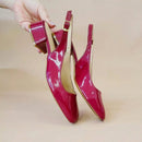 Scarpin Feminino Slingback Bico Quadrado e Salto Bloco Baixo Vinho