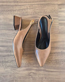 Scarpin Feminino Slingback Salto Bloco Elegante Caramelo