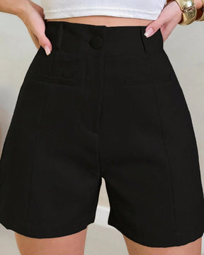 Short Feminino Alfaiataria com Bolso Fake Preto