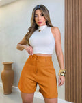 Short Feminino Alfaiataria com Bolso Fake Laranja