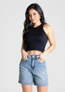 Shorts Jeans Soltinho Cintura Média - Sawary Jeans