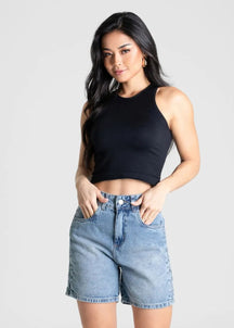 Shorts Jeans Soltinho Cintura Média - Sawary Jeans