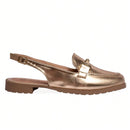 Slingback Feminino Mocassim Calcanhar Aberto Dourado