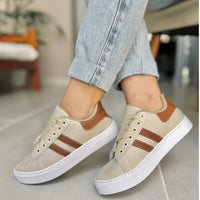 Tênis Casual Feminino Tradicional Sola Média - Leve e Macio Bege