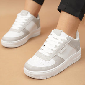 Tênis Feminino Air Minimalista Casual  - Numeração Especial - 34 ao 43 Branco e Cinza