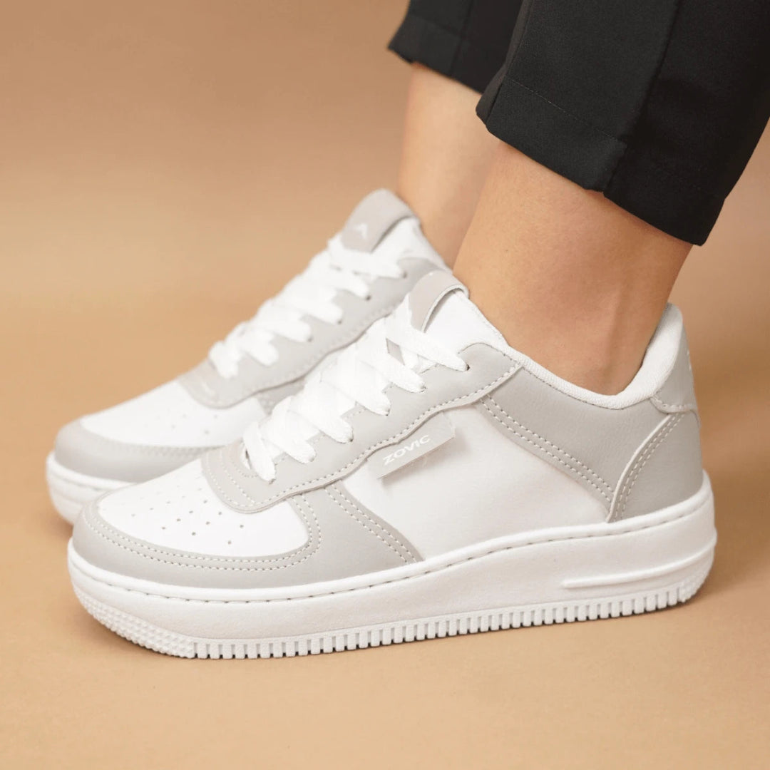 Tênis Feminino Air Minimalista Casual  - Numeração Especial - 34 ao 43 Branco e Cinza