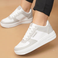 Tênis Feminino Air Minimalista Casual  - Numeração Especial - 34 ao 43 Branco e Cinza