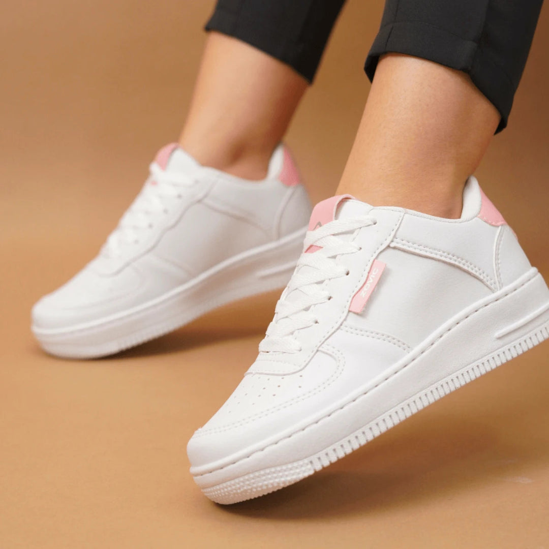 Tênis Feminino Air Minimalista Casual  - Numeração Especial - 34 ao 43 Branco e Rosa