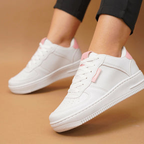 Tênis Feminino Air Minimalista Casual  - Numeração Especial - 34 ao 43 Branco e Rosa
