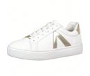 Tênis Feminino Casual Clássico Retrô Branco e Dourado