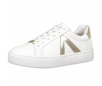 Tênis Feminino Casual Clássico Retrô Branco e Dourado