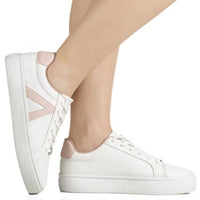 Tênis Feminino Casual Clássico Retrô Branco e Rosa