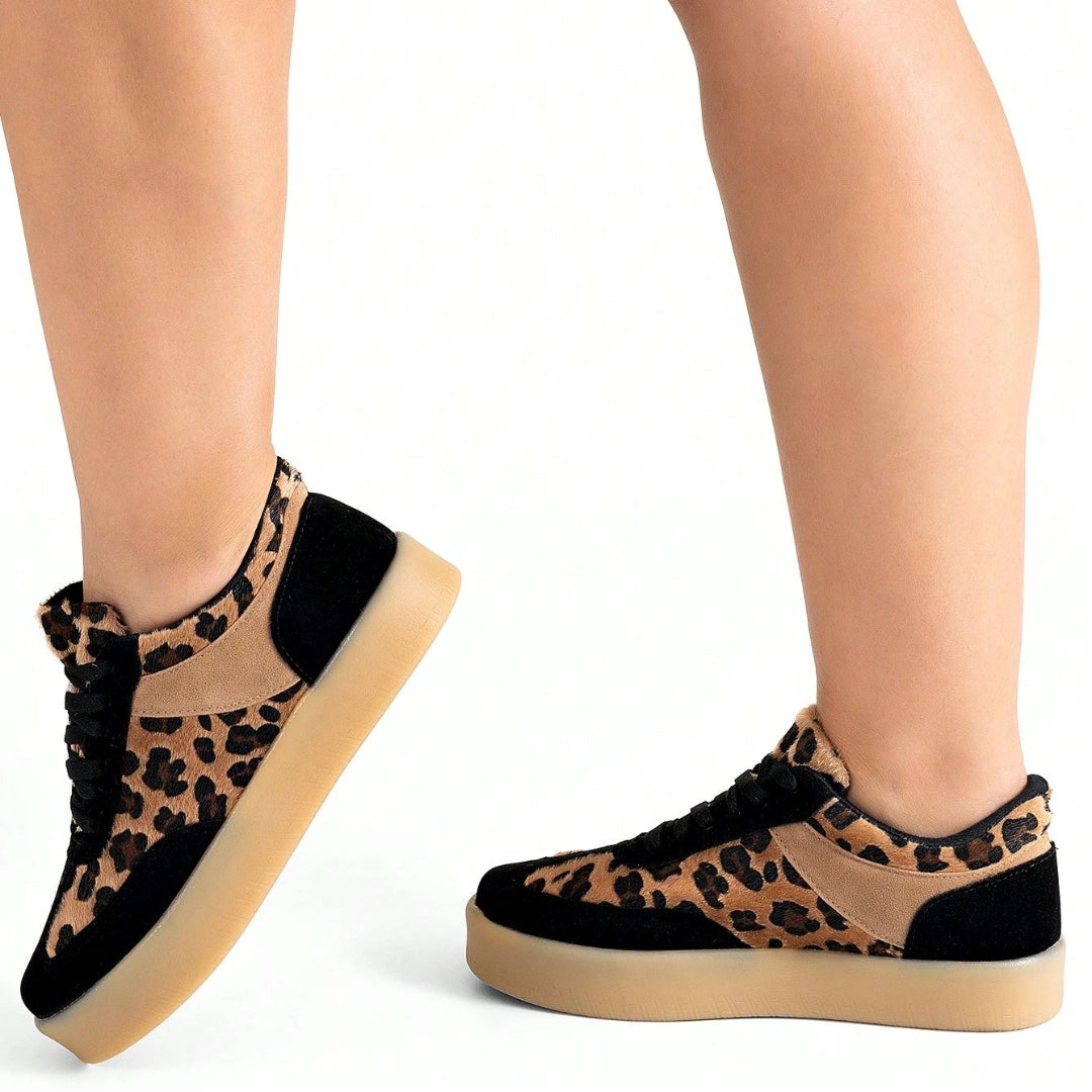 Tênis Feminino Casual Confortável Flatform Animal Print