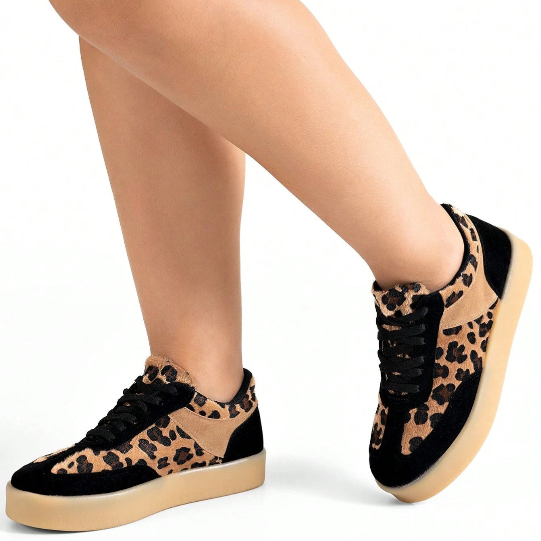 Tênis Feminino Casual Confortável Flatform Animal Print