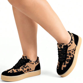 Tênis Feminino Casual Confortável Flatform Animal Print