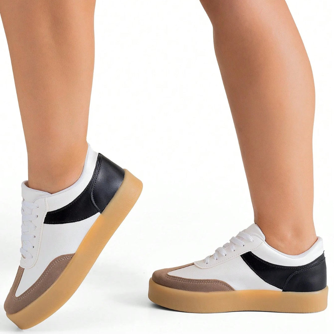 Tênis Feminino Casual Confortável Flatform Camurça Branco