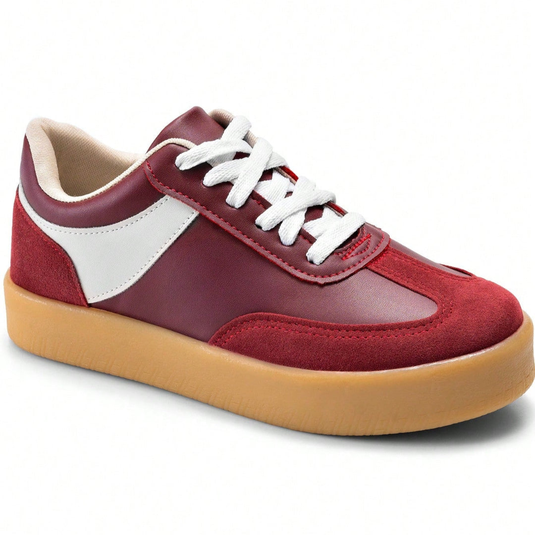 Tênis Feminino Casual Confortável Flatform Camurça Marsala