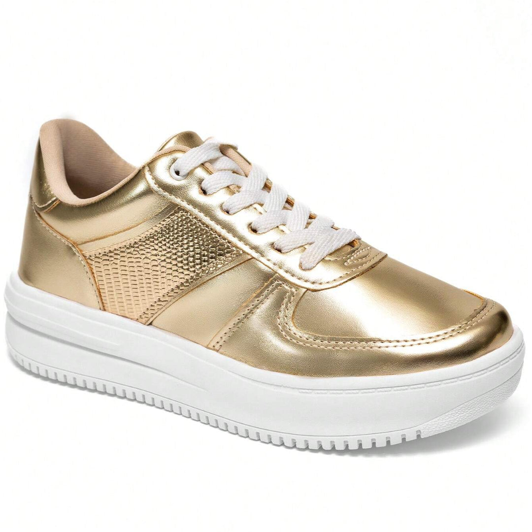 Tênis Feminino Casual Confortável Flatform Luana Dourado