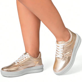 Tênis Feminino Casual Confortável Flatform Luana Dourado