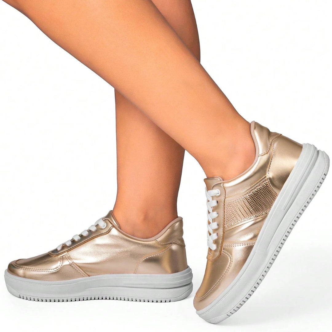 Tênis Feminino Casual Confortável Flatform Luana Dourado