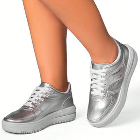 Tênis Feminino Casual Confortável Flatform Luana Prata