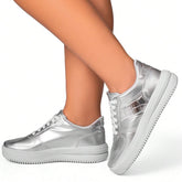 Tênis Feminino Casual Confortável Flatform Luana Prata