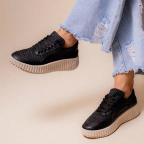 Tênis Feminino Casual Têxtil Confort com Amarração Preto
