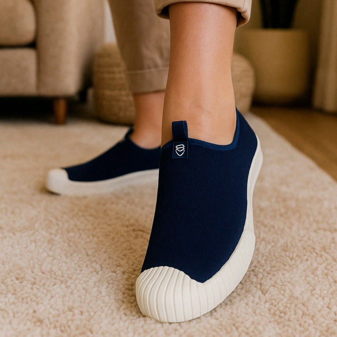 Tênis Feminino Slip On Calce fácil Casual Azul Marinho