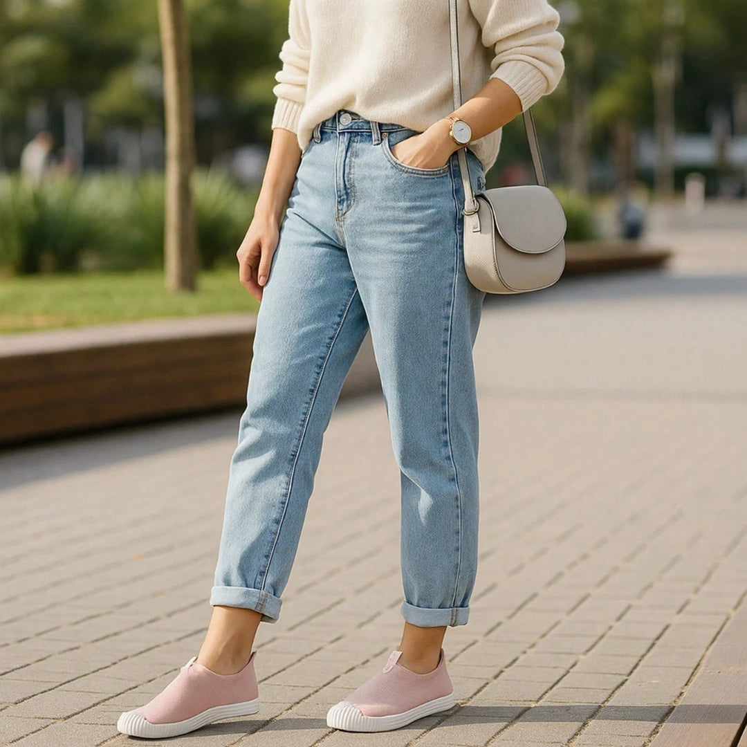 Tênis Feminino Slip On Calce fácil Casual Bege