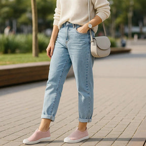 Tênis Feminino Slip On Calce fácil Casual Bege