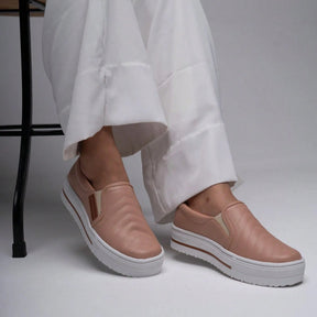 Tênis Slip On Feminino Casual Confortável | Estilo Clássico e Versátil Rosê