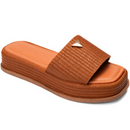Tamanco Feminino Flatform Chinelo Confortável Juta Caramelo