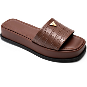 Tamanco Feminino Flatform Chinelo Confortável Juta Marrom